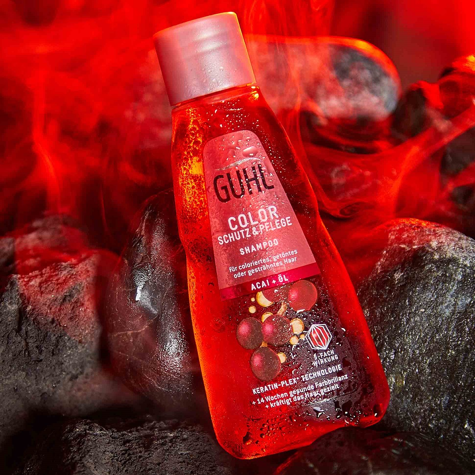 Shampoo für colorietes Haar in rot mit saunaartgem Set